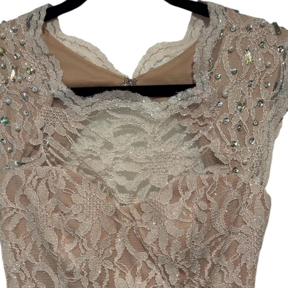 City Triangles All Over Lace Prom Dress with Side Slit Skirt - Picture 6 of 8